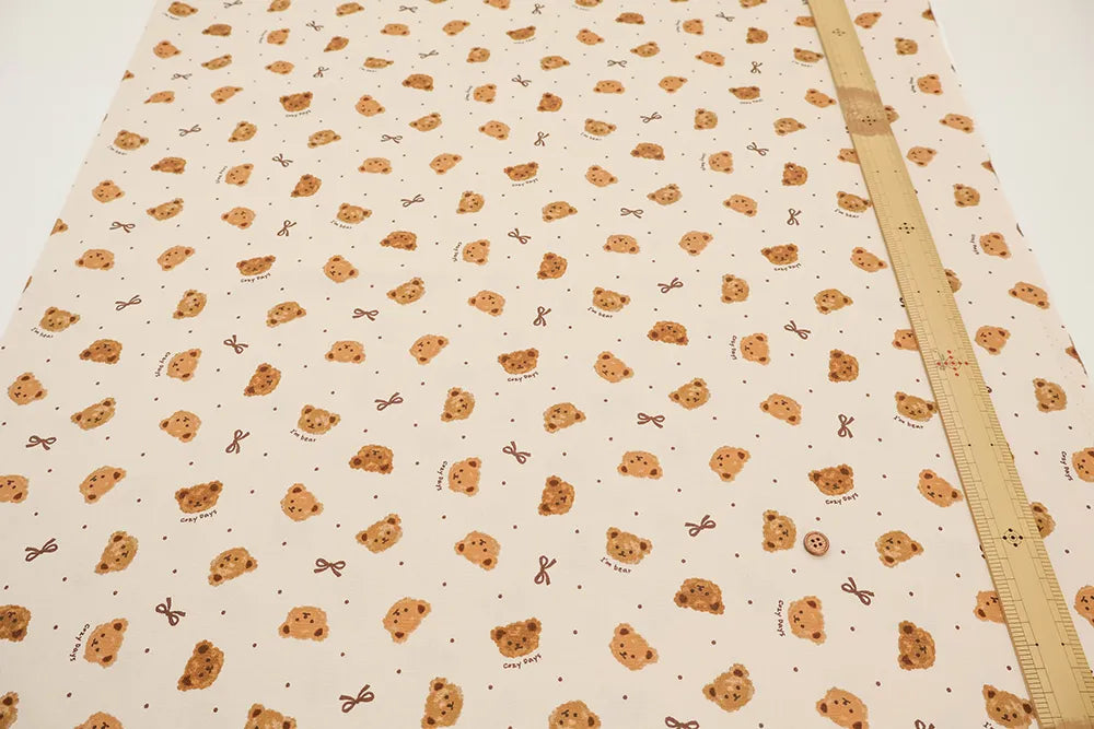 Cotton Oxford Printed Fabric - Bear - nomura tailor