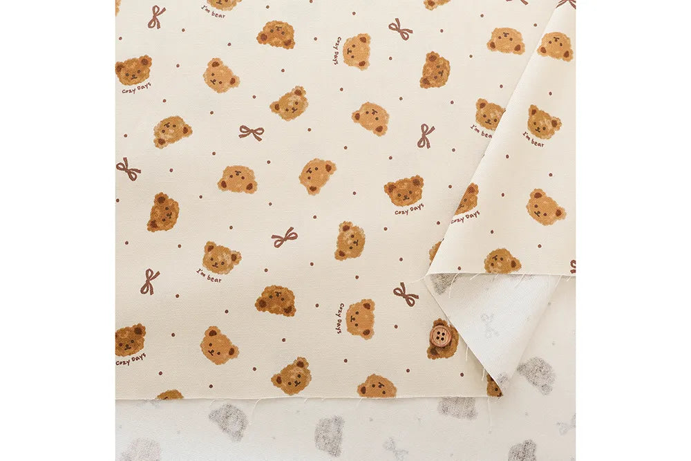 Cotton Oxford Printed Fabric - Bear - nomura tailor
