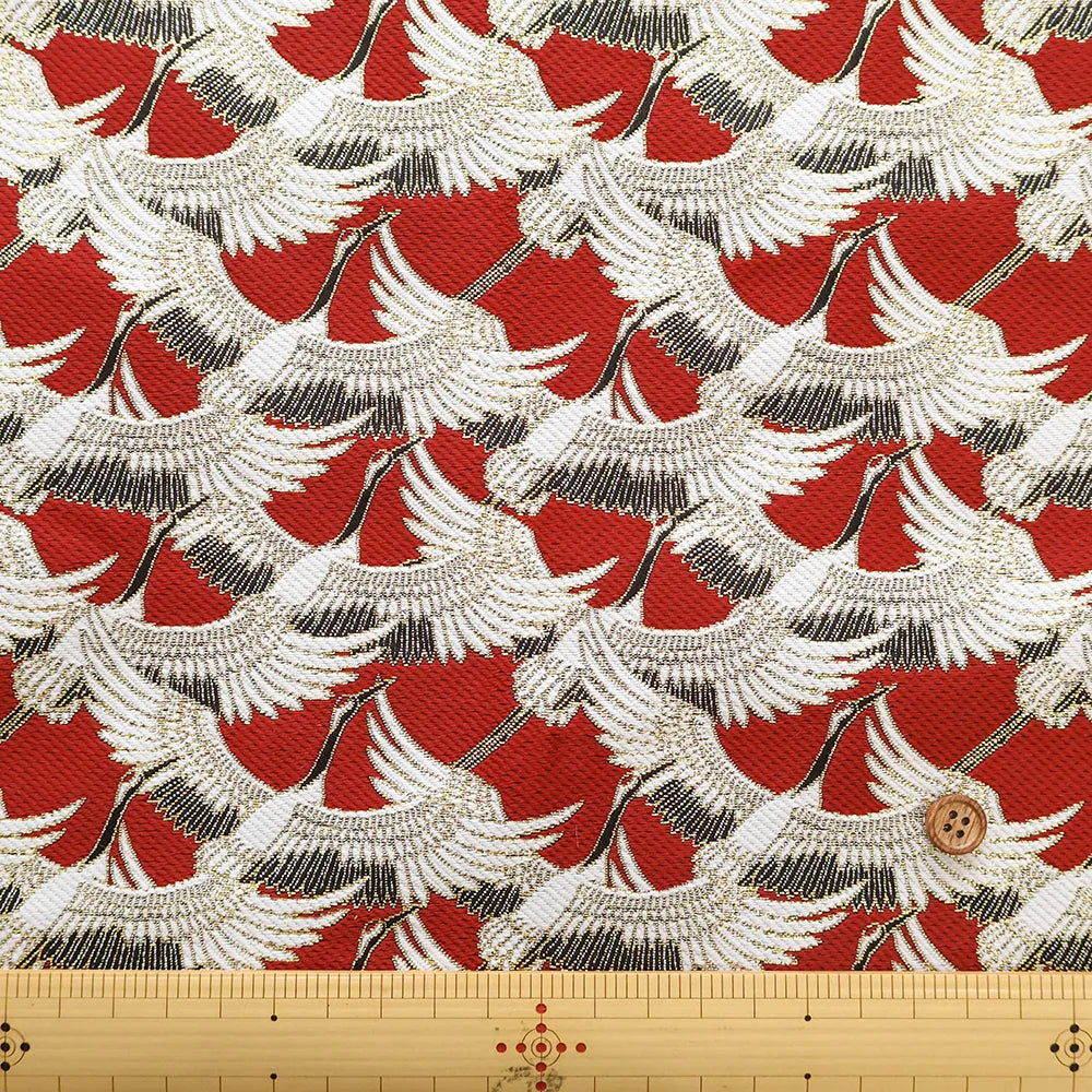 Gold Brocade (Kinran) - Flock of Cranes Pattern - nomura tailor