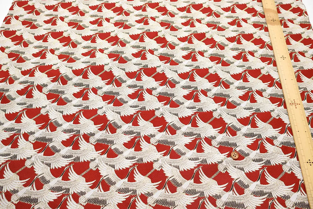 Gold Brocade (Kinran) - Flock of Cranes Pattern - nomura tailor