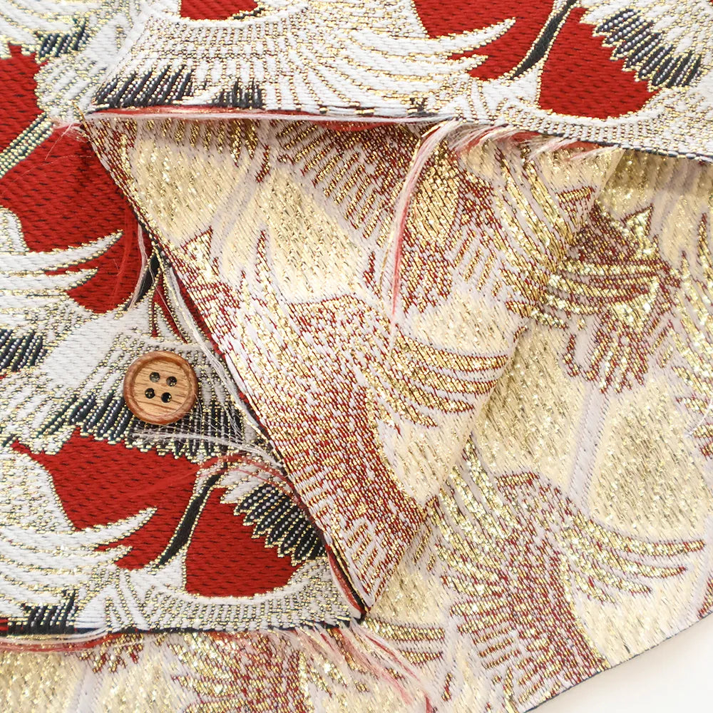Gold Brocade (Kinran) - Flock of Cranes Pattern - nomura tailor