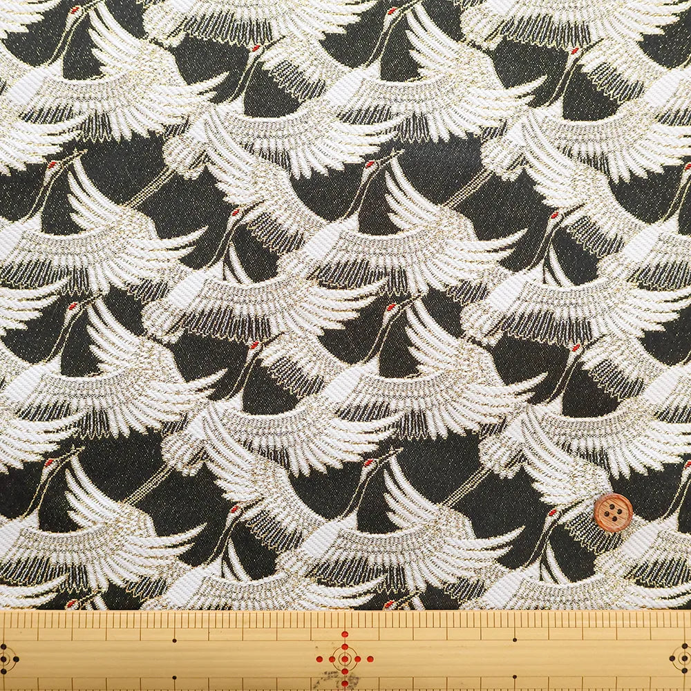Gold Brocade (Kinran) - Flock of Cranes Pattern - nomura tailor