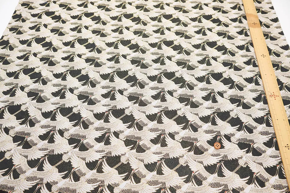 Gold Brocade (Kinran) - Flock of Cranes Pattern - nomura tailor
