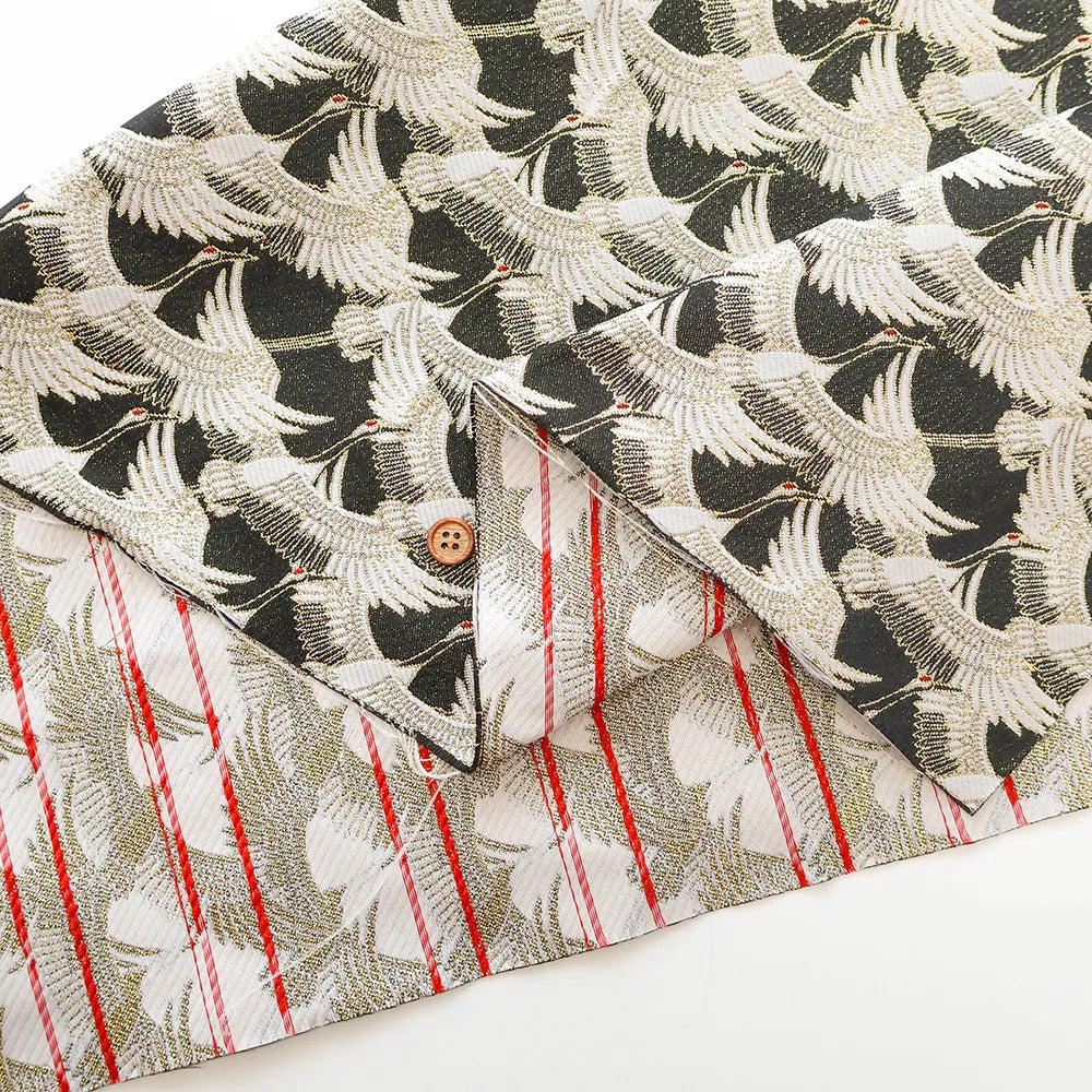 Gold Brocade (Kinran) - Flock of Cranes Pattern - nomura tailor