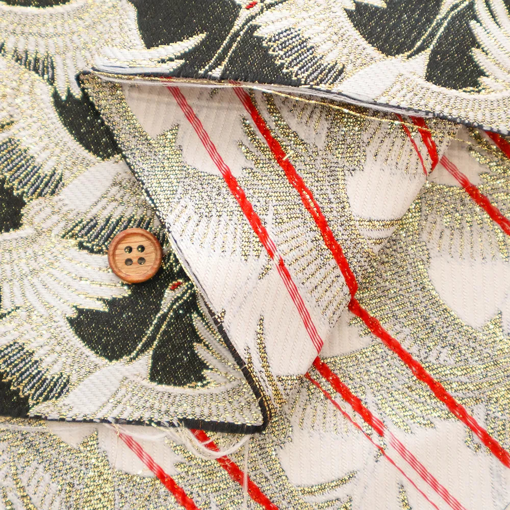 Gold Brocade (Kinran) - Flock of Cranes Pattern - nomura tailor