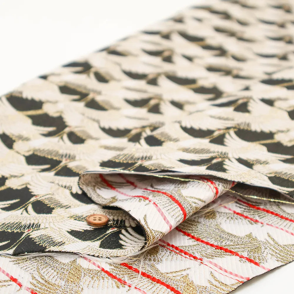 Gold Brocade (Kinran) - Flock of Cranes Pattern - nomura tailor
