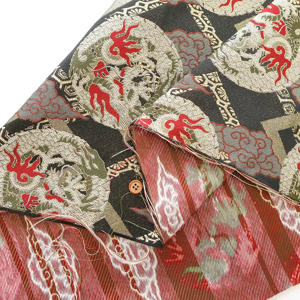 Gold Brocade (Kinran) - Dragon Medallion in Cloud Diamond Pattern - nomura tailor