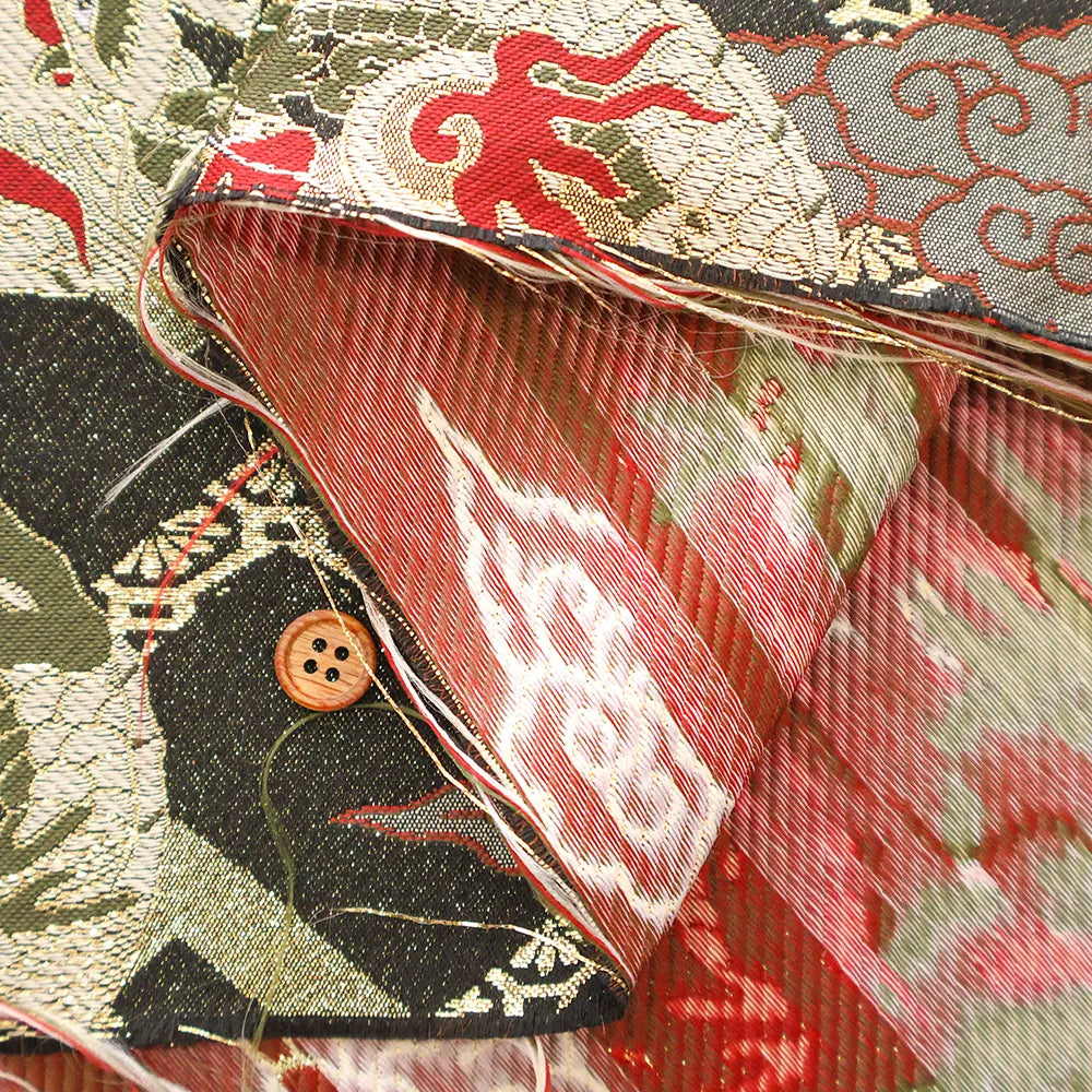 Gold Brocade (Kinran) - Dragon Medallion in Cloud Diamond Pattern - nomura tailor