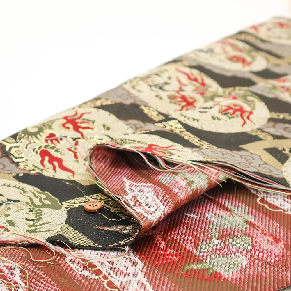 Gold Brocade (Kinran) - Dragon Medallion in Cloud Diamond Pattern - nomura tailor