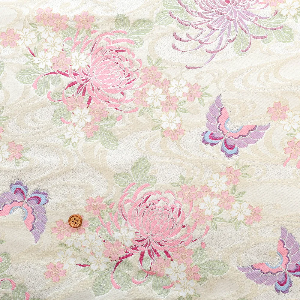 Gold Brocade (Kinran) - Flowing Water with Chrysanthemum, Cherry Blossom and Butterfly Pattern - nomura tailor