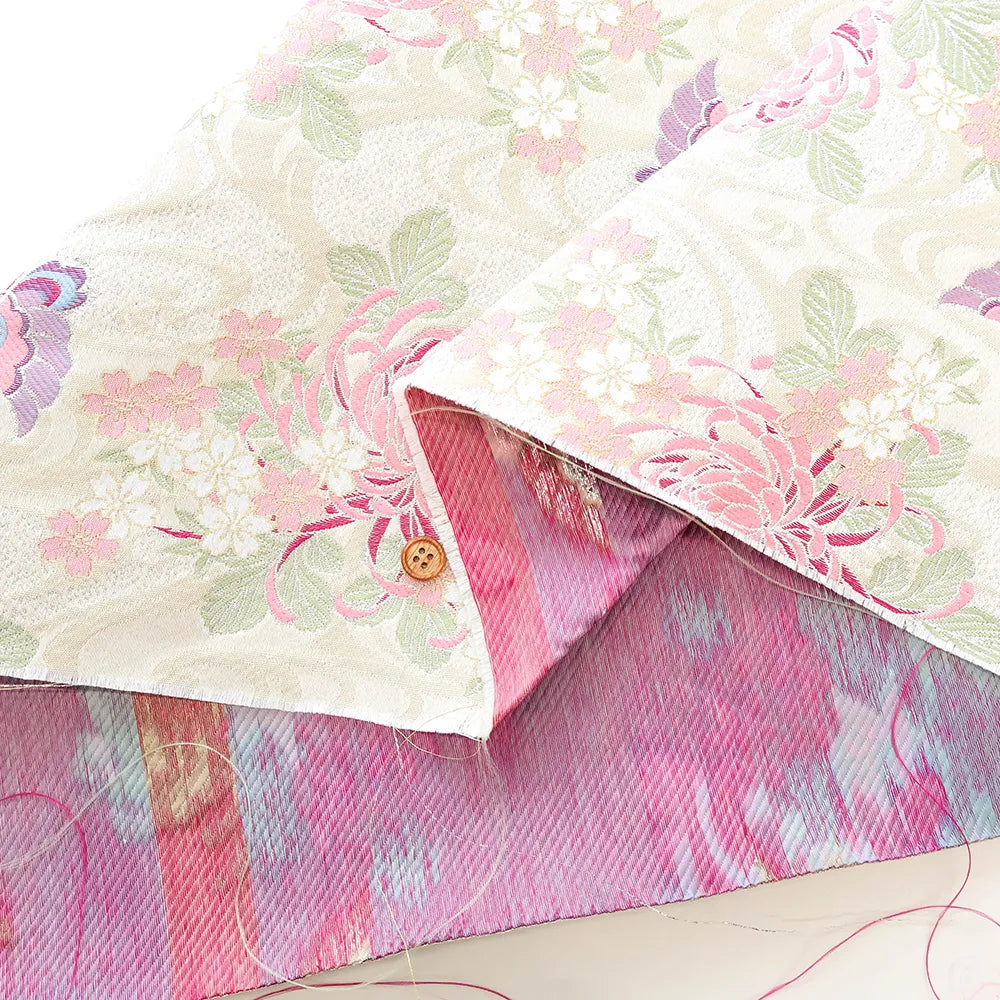Gold Brocade (Kinran) - Flowing Water with Chrysanthemum, Cherry Blossom and Butterfly Pattern - nomura tailor