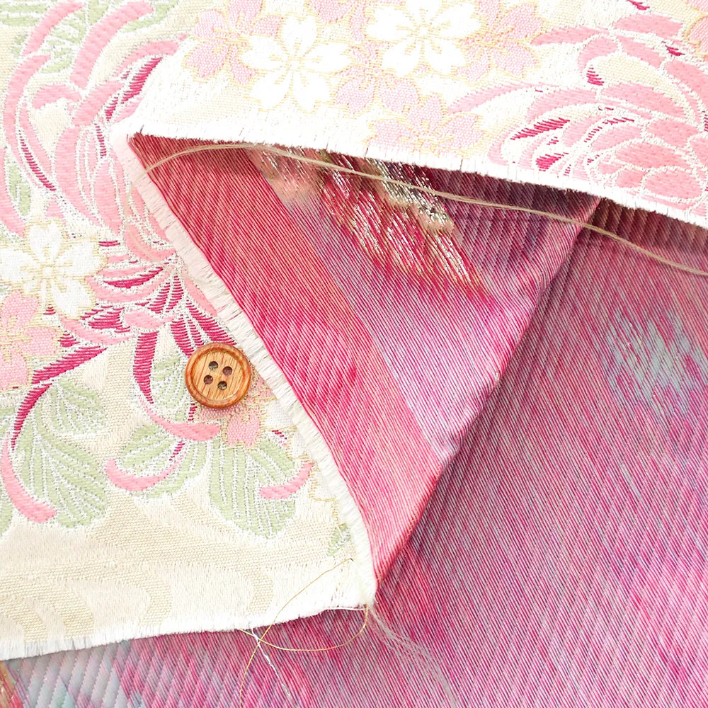 Gold Brocade (Kinran) - Flowing Water with Chrysanthemum, Cherry Blossom and Butterfly Pattern - nomura tailor