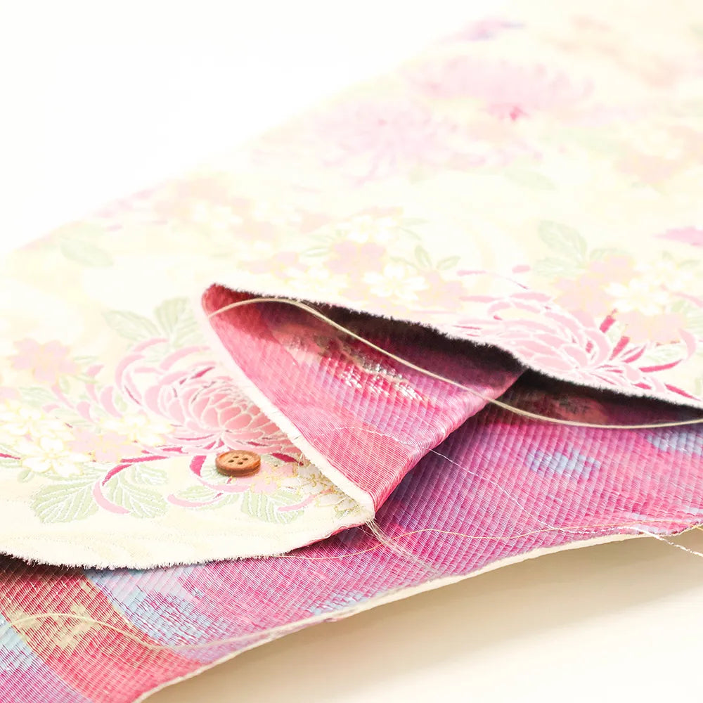 Gold Brocade (Kinran) - Flowing Water with Chrysanthemum, Cherry Blossom and Butterfly Pattern - nomura tailor