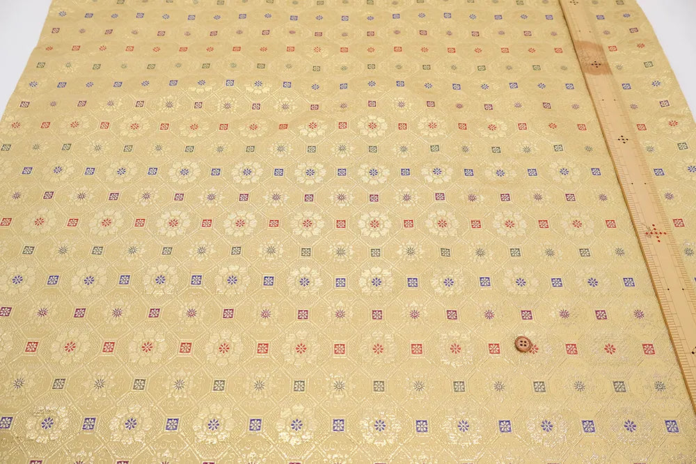 Gold Brocade (Kinran) - Small Floral Hexagonal Pattern - nomura tailor