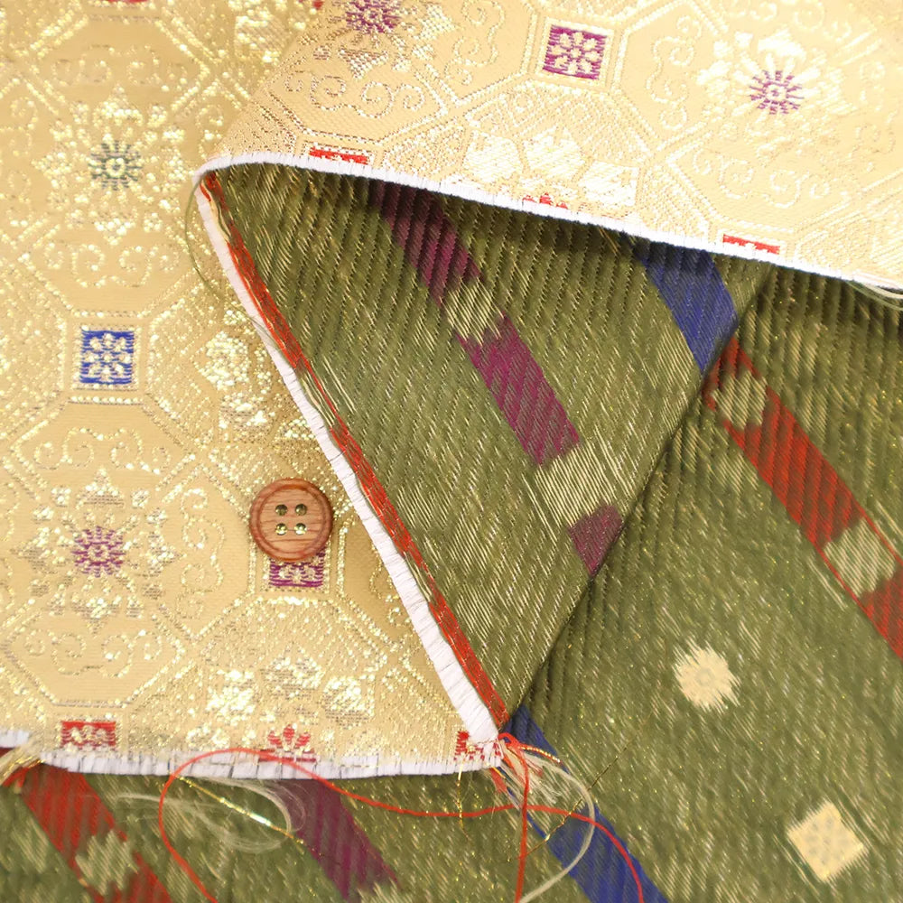 Gold Brocade (Kinran) - Small Floral Hexagonal Pattern - nomura tailor