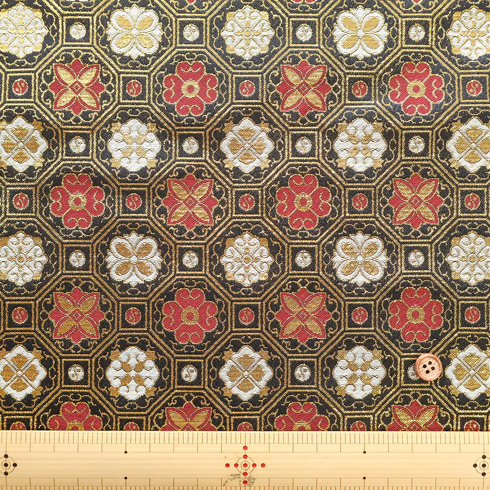 Gold Brocade (Kinran) - Hexagonal Floral Diamond Pattern - nomura tailor