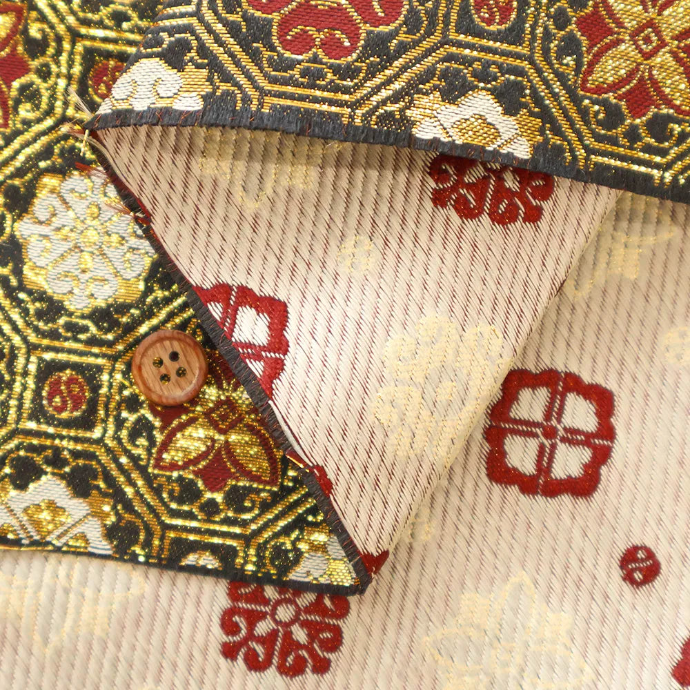 Gold Brocade (Kinran) - Hexagonal Floral Diamond Pattern - nomura tailor