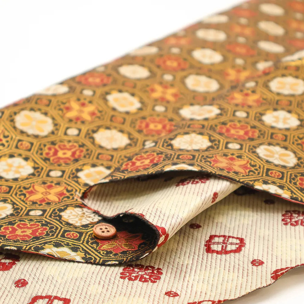 Gold Brocade (Kinran) - Hexagonal Floral Diamond Pattern - nomura tailor