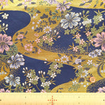 Gold Brocade (Kinran) - Flowing Water with Seasonal Flowers - nomura tailor
