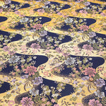 Gold Brocade (Kinran) - Flowing Water with Seasonal Flowers - nomura tailor