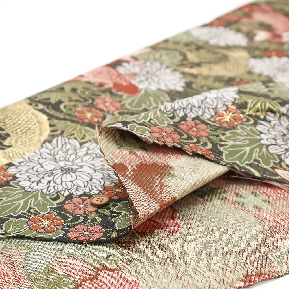 Gold Brocade (Kinran) - Carp with Chrysanthemum Leaves Pattern - nomura tailor