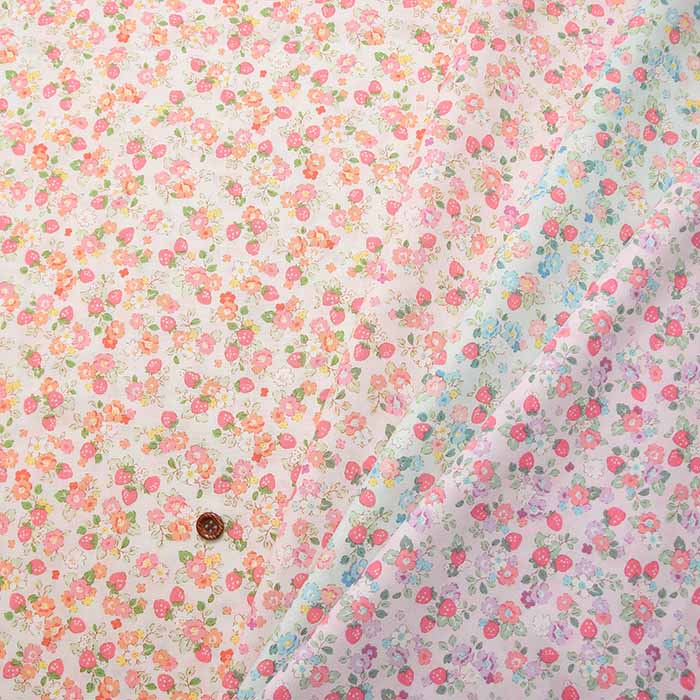 Cotton Broad print fabric strawberry and flower - nomura tailor