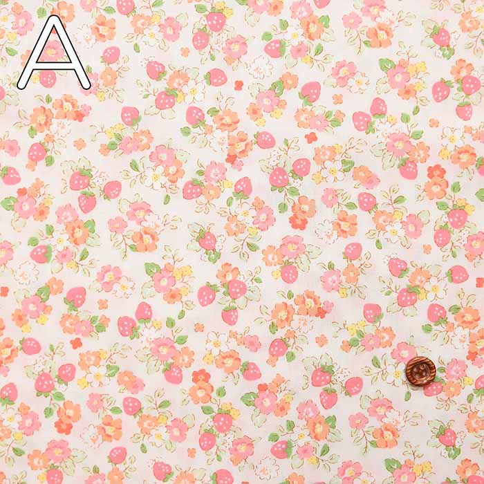 Cotton Broad print fabric strawberry and flower - nomura tailor