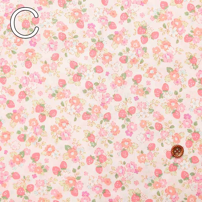 Cotton Broad print fabric strawberry and flower - nomura tailor