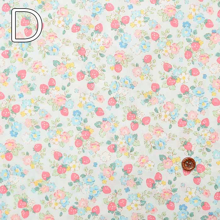 Cotton Broad print fabric strawberry and flower - nomura tailor