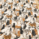Cotton Oxford Printed Fabric - Full of Cats - nomura tailor