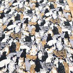 Cotton Oxford Printed Fabric - Full of Cats - nomura tailor