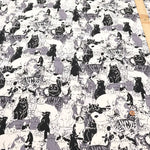 Cotton Oxford Printed Fabric - Full of Cats - nomura tailor