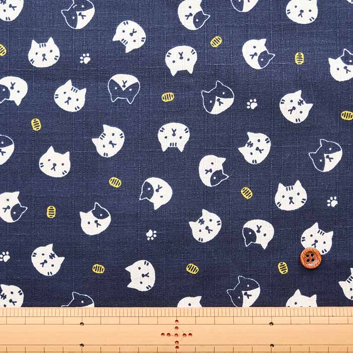 Cotton dobby print fabric koban and cat - nomura tailor