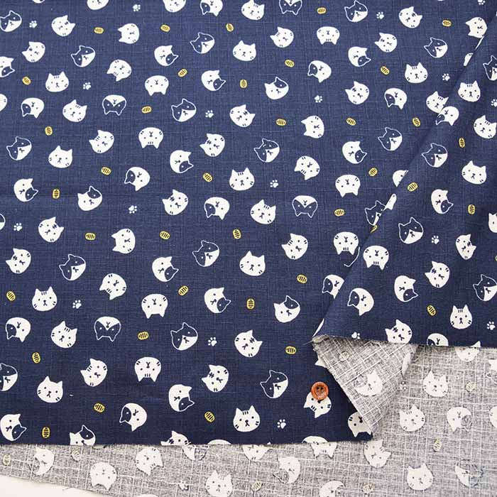 Cotton dobby print fabric koban and cat - nomura tailor