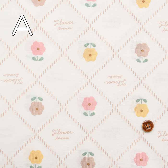 Cotton sheeting print fabric Button Flower - nomura tailor