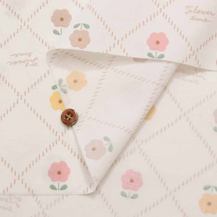 Cotton sheeting print fabric Button Flower - nomura tailor