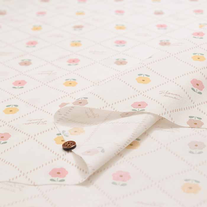 Cotton sheeting print fabric Button Flower - nomura tailor