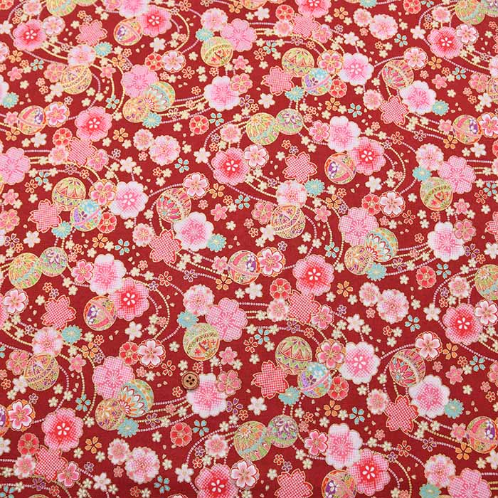 Cotton chinese Grame Printed Fabric Wa Temari - nomura tailor