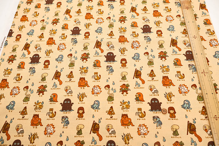 Cotton Dobby Printed Fabric - Yokai Guide - nomura tailor