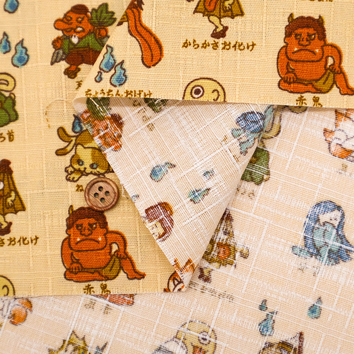 Cotton Dobby Printed Fabric - Yokai Guide - nomura tailor