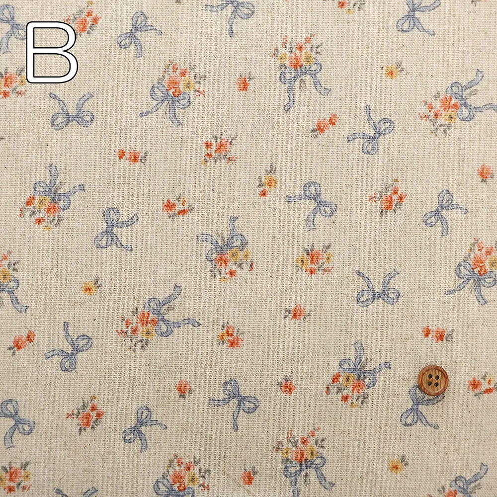 C/L Canvas Printed Fabric - Ribbon Flower - nomura tailor