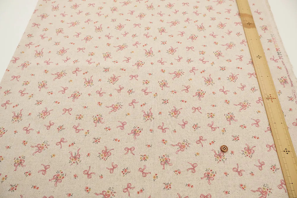 C/L Canvas Printed Fabric - Ribbon Flower - nomura tailor