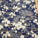 Cotton chinese Grame Printed Fabric New Currents Dragon Water Pattern - nomura tailor