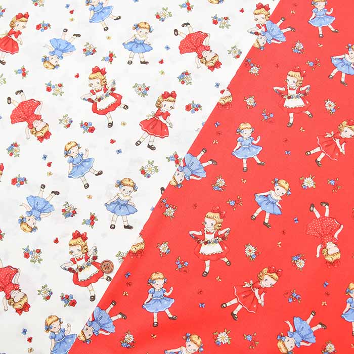 Cotton Muslin Print Fabric - Cheerful Sisters - nomura tailor