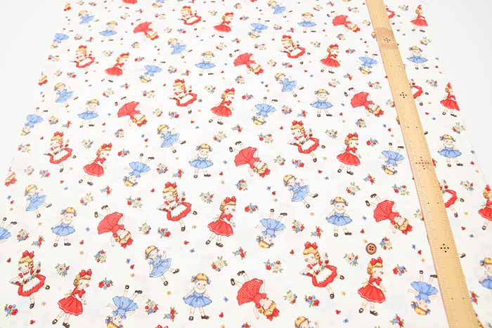 Cotton Muslin Print Fabric - Cheerful Sisters - nomura tailor