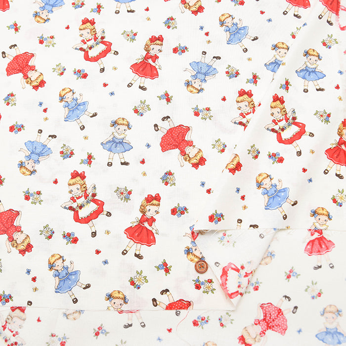 Cotton Muslin Print Fabric - Cheerful Sisters - nomura tailor