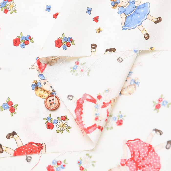 Cotton Muslin Print Fabric - Cheerful Sisters - nomura tailor