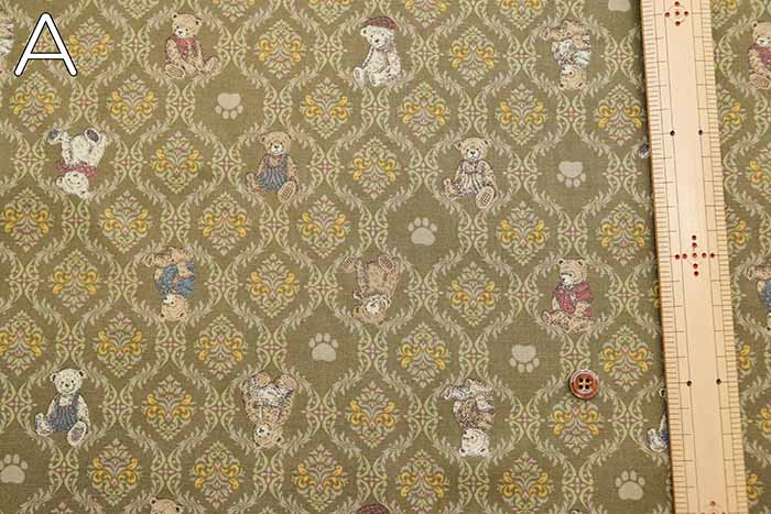 Cotton sheeting print fabric un/no Good old days Teddy bear - nomura tailor