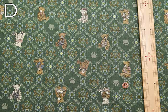 Cotton sheeting print fabric un/no Good old days Teddy bear - nomura tailor