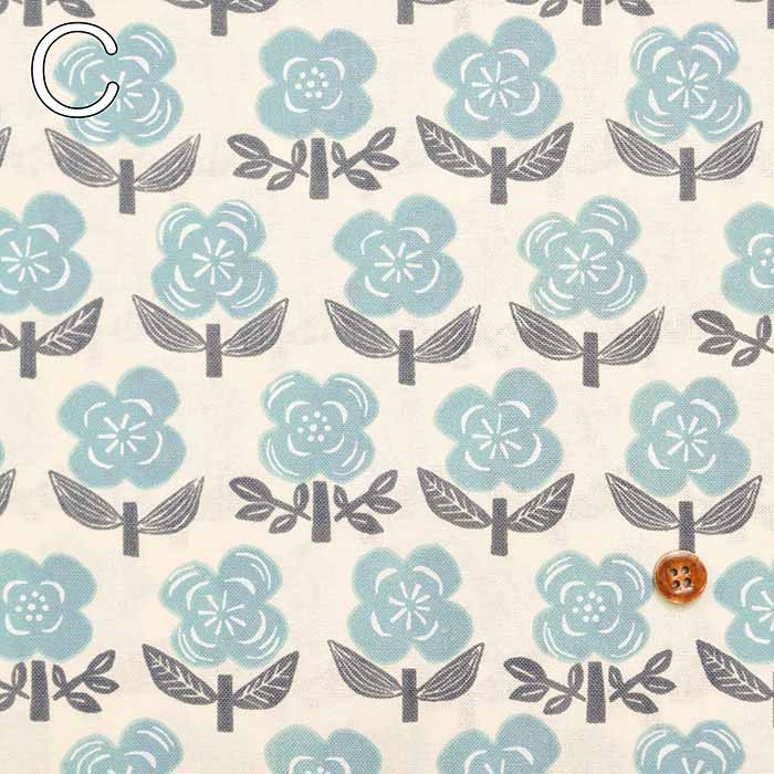 Cotton sheeting print fabric Stamped Flower - nomura tailor